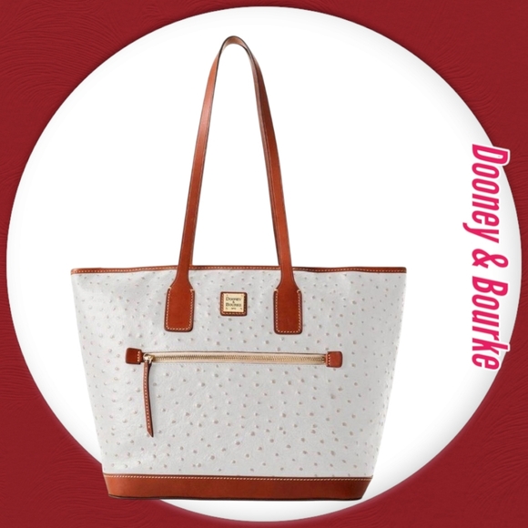 Dooney & Bourke Woman's Handbag Ostrich Calf Leather Tote Bag - Picture 1 of 13